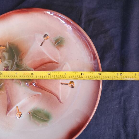 Vintage Christmas Plates 9" Set of 2 Candlesticks Bells Pottery Decor - Picture 4 of 7